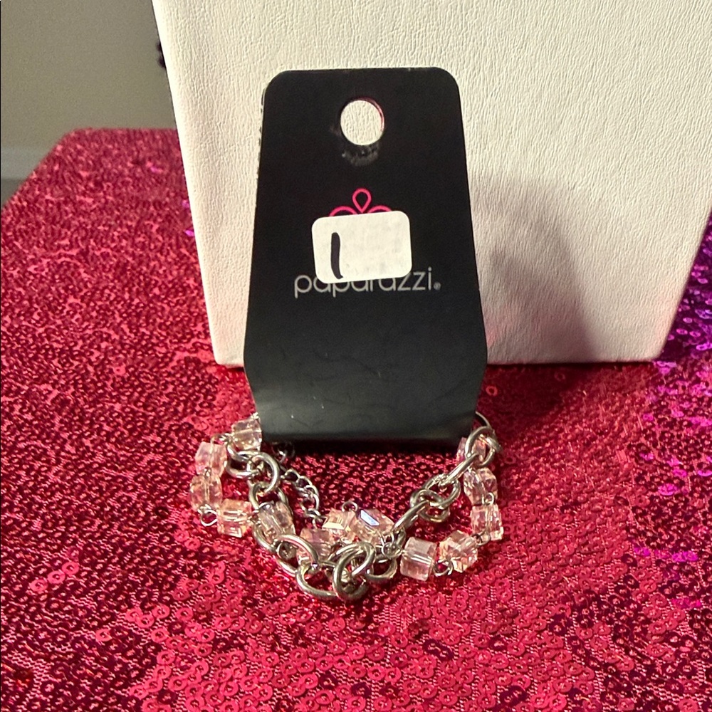 Paparazzi Silver Bracelet with Clear Accents
